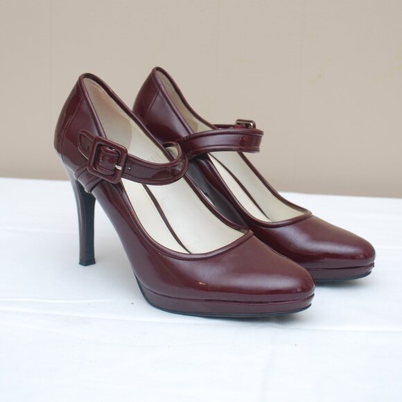 Calvin Klein Shoes - Calvin Klein Burgundy Mary Jane Heels